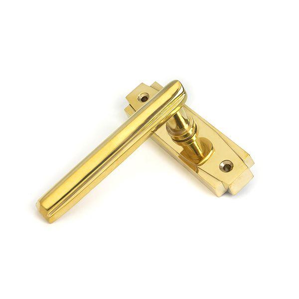From The Anvil - Art Deco Door Handle on Rose - Unlacquered Brass