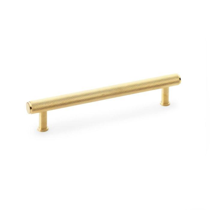 Alexander and Wilks - Crispin Knurled T-bar Cupboard Handle - Satin Brass PVD - Centres 160mm