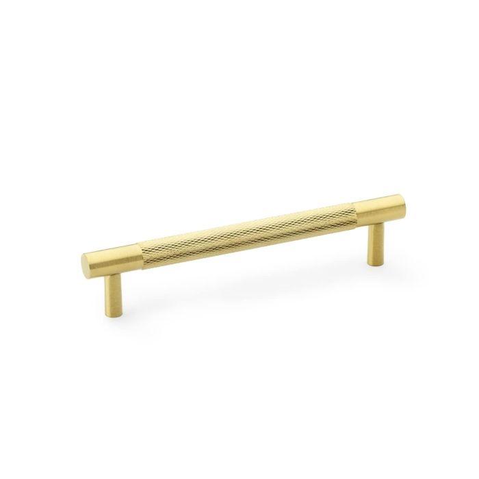 Alexander and Wilks - Brunel Knurled T-Bar Cupboard Handle - Satin Brass PVD - Centres 128mm