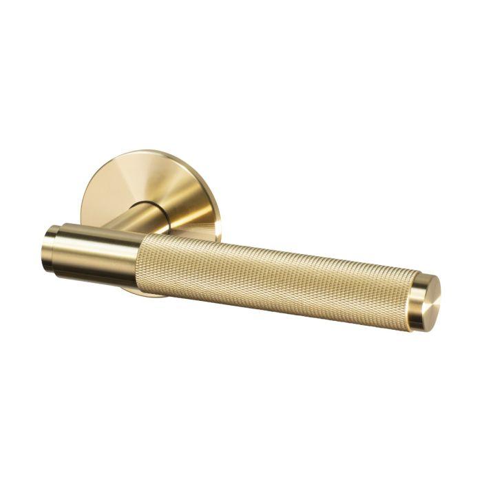 Buster and Punch - Cross Door Handle on Rose - Brass - Sprung
