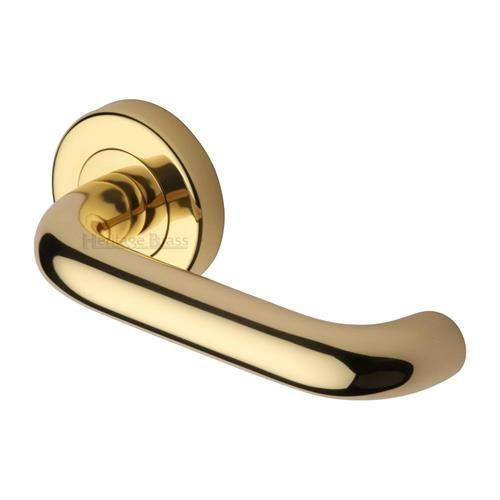 offers Door Handles - Door Handles on Rose - Gio - Heritage Brass  Door Handle Lever on Rose Gio Design Satin Brass Finish