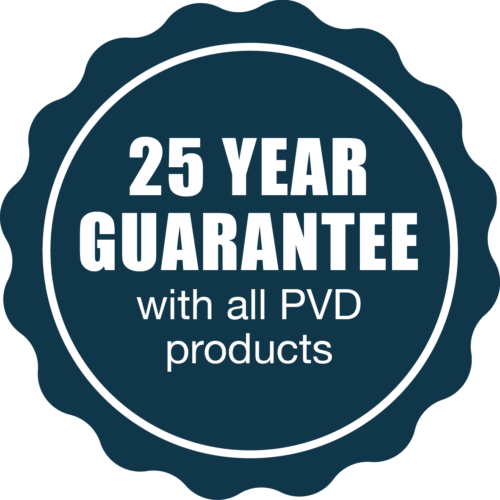 PVD Door Furniture from Alexander & Wilks carries a 25 Year Finish Guarantee