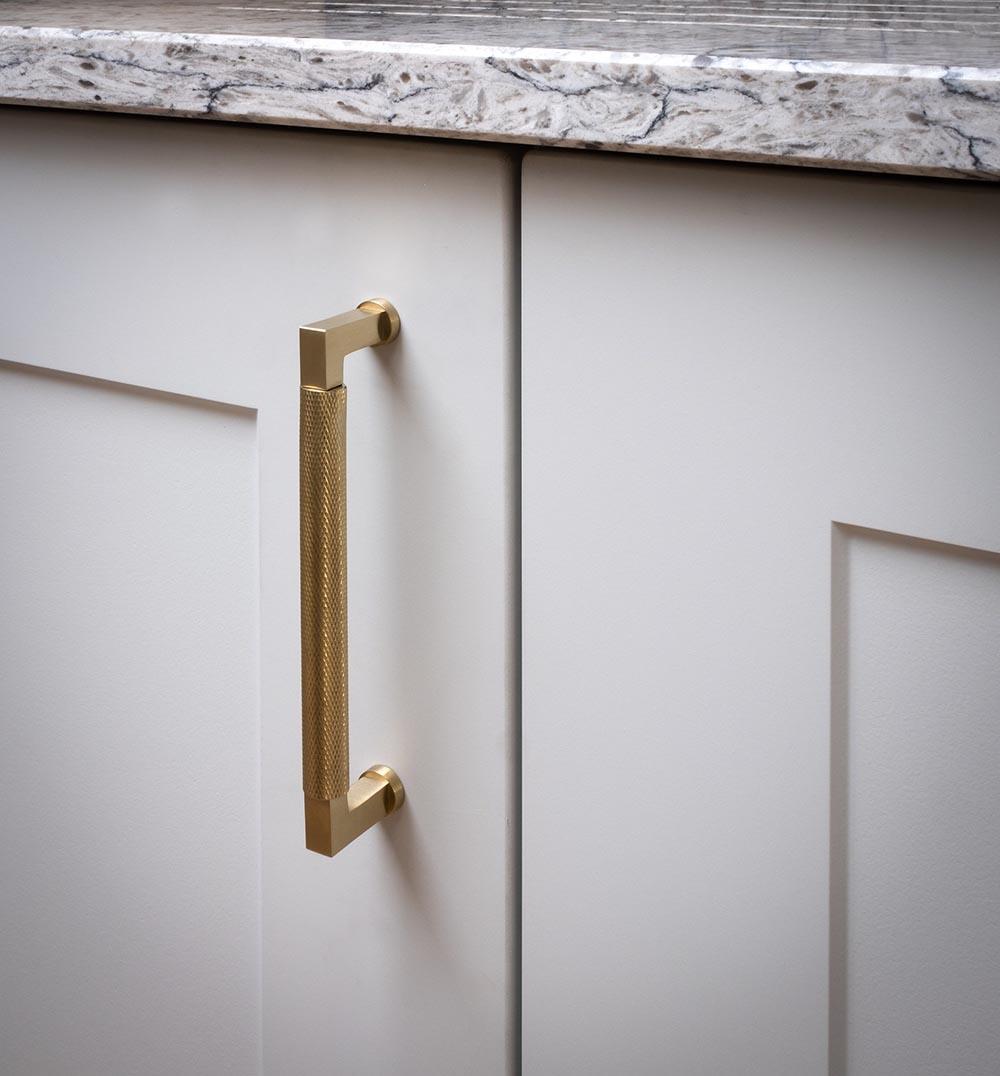 Alexander and Wilks Camille Knurled Cupboard Handle in Satin Brass at More Handles