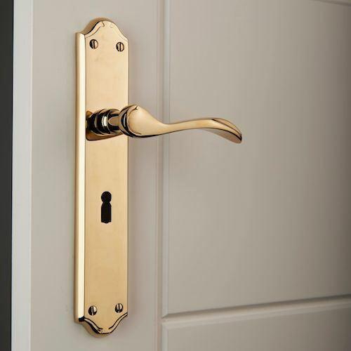 Carlisle Brass Oakley Door Handle on Backplate at More Handles