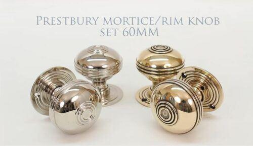 Prestbury Door Knobs in Aged Brass and Polished Nickel