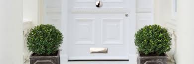 White Front Door With Polished Chrome Letterplate and centre door knob