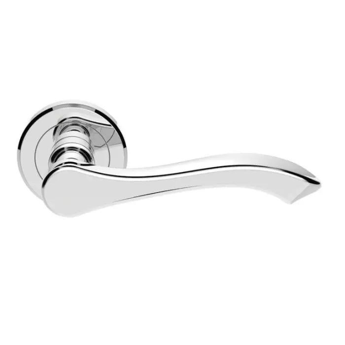 Serozzetta Style Door Handle on Rose in Polished Chrome | More Handles